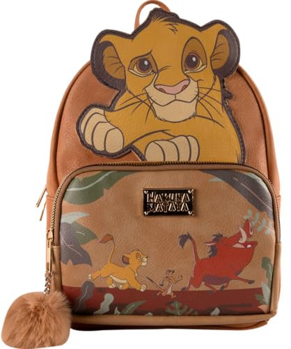 Cerdà Disney Der König der Löwen Rucksack - Kunstleder - Hakuna Matata Simba, Pumbaa und Timon Motiv - Braun