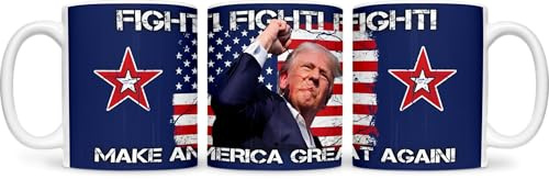 Donald Trump Tasse - Fight Motiv Tasse - Hochwertige Keramiktasse für Kaffeeliebhaber und Fans - Perfekt als Geschenkidee! Make america great again