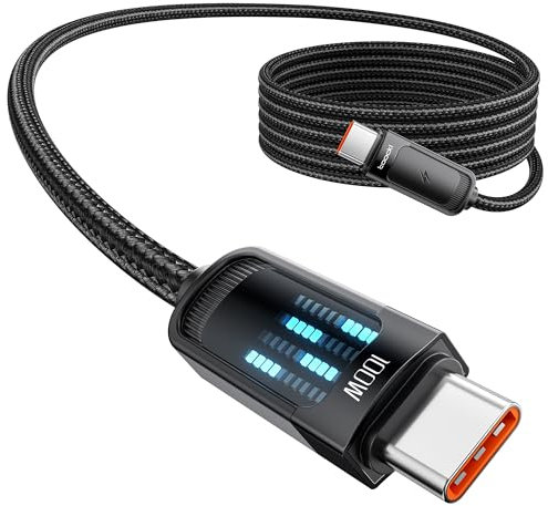 toocki Câble USB C vers USB C, 100W Charge Rapide PD avec LED Dynamique - 2M Cordon Tressé Renforcé, Compatible avec iPhone 17 Pro Max/16/16 Pro Max/15 Série/Galaxy S24 S23 / iPad/Huawei/Xiaomi/Switch