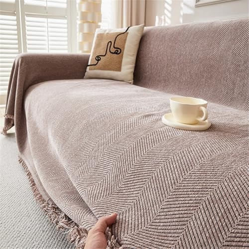 FANSU Sofabezug L Form 1 2 3 4 Sitzer Sofaüberwurf Decke Ecksofa Universelle rutschfeste Gewebter Couch Bezug Sofaschoner Sofa Decken Couch Überwürf Einteiliger Sofabezug Modern (Kaffee,180x300cm)