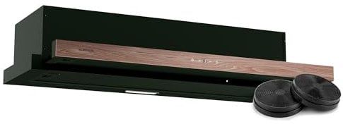 Klarstein ZenFusion Campana Extractora, 90cm Campana Integrada con Control Táctil, 400 m³/h, Eficiencia Energética A, Silenciosa, Iluminación LED, Filtro de Carbón, Diseño Imitación Madera