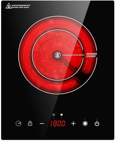 Double Coil Design, 1800W Electric Infrared Ceramic Heating Plate for Cooking, Portable Countertop or Integrated 12 Heating Plate