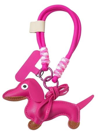 Leslii Gustl Dackel-Anhänger Taschen-Anhänger Schlüssel-Anhänger Schwarz (Pink)