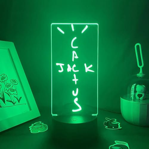 Jack Cactus 3D LED Luce luminosa con base amovibile 7 colori, camera da letto lampada di decorazione, luce notturna per Natale anniversario spazio decorazione