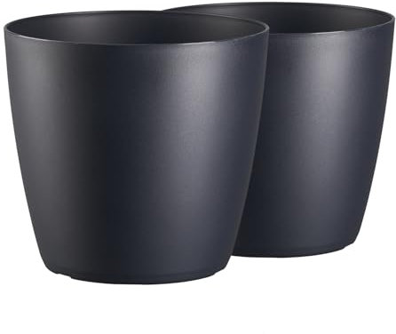 Tymar Blumentopf, 2er-Pack, Pflanzentopf aus Kunststoff, Moderne, matt, Runde Form (Anthrazit, ø 40 cm)