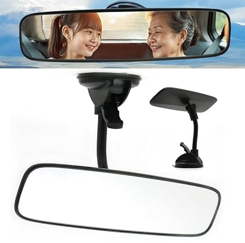 Yuentoen Rückspiegel Auto mit Starker Saugnapf,Universal Innenspiegel 360° Drehbarer Fahrlehrer für Auto, SUV, CRV, Vans, Trucks,253 x 63 mm