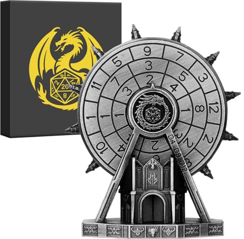 DND Riesenrad Würfel Spinner, Roulette Würfel Spinner für DND, D&D Geschenk | 7-in-1 Metallische D&D Drehung Würfel, DND Metall Spinner, Tischplatte Rollenspiel Brettspiel Zubehör, mit Box, Dunkel Silber