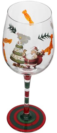 Cabilock Copas de Vino Navideñas Diseño de Papá Noel de Vasos Festivos de Cristal para Fiestas Navideñas y Celebraciones de Cócteles