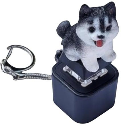 -Fidget-Schlüsselanhänger, interaktive Tiergeräusche, PVC, tragbar, Katzenmiau & Hunde-Bell-Sound, LED-, Stressabbau mit Lichtern, nachtfreundliches Design, für Erwachsene, Kinder