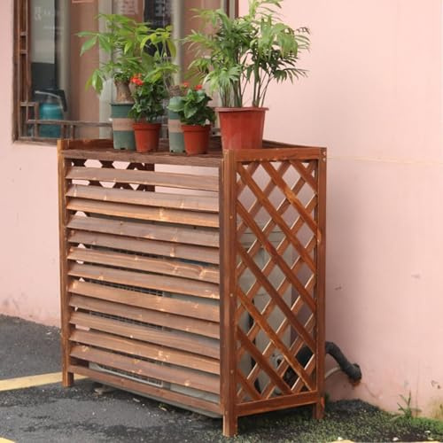 Cubre Aire Acondicionado Exterior Madera Funda Aire Acondicionado Exterior Balcon Cubierta Aire Acondicionado Madera Protege Del Sol La Lluvia Y El Polvo Fundas Aire(100x44x93cm)