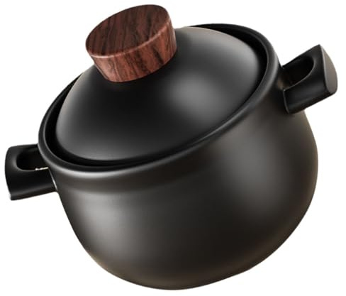 MAGICLULU Keramik zum Kochen und Schmoren Hitzebeständig Kochtopf 2,5l mit Holzgriff und Bruchsicher für Herd und Offenes Feuer im