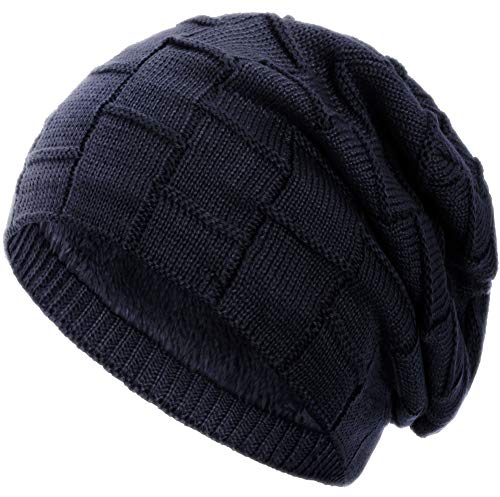 Compagno warm gefütterte Beanie Wintermütze Flechtmuster unifarben oder meliert Einheitsgröße Mütze