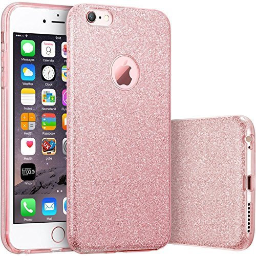 HQ-CLOUD® Housse étui Coque Gel en Silicone Paillette Bling Bling pour Apple iPhone 6 /6S Rose Brillant