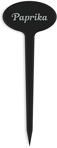 GRAVURZEILE Pflanzenschilder mit Gravur - Paprika - Stilvolle Kräuterschilder aus schwarzem Acryl für den Garten - Kräuterstecker geeignet für Beet & Kräutergarten - Farbe: Paprika