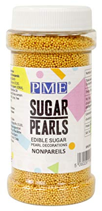 PME Gold Nonpareils 100's & 1000's Sprinkles - Edible Sugar Beads for Cake Decorating (100g)