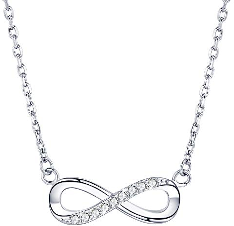 F.ZENI Kette Damen 925 Sterling Silber Funkeln Kubisches Zirkonia Kuss Halskette Akzent Unendlichkeit für Immer Ketten für Damen