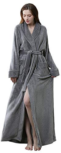 Vestaglia Lunga Donna in Pile con Cintura Accappatoio da Donna in Morbido Pile Invernale Pigiama Flanella in Microfibra per Casa Spa Hotel
