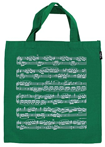 mugesh Baumwoll-Tragetasche Notenzeilen Grün
