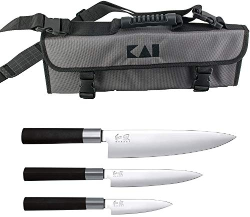 Kai Shun Tim Mälzer - Juego de cuchillos con soporte magnético de madera de nogal, plástico acero inoxidable bambú, Variante A ( Wasabi-Serie)