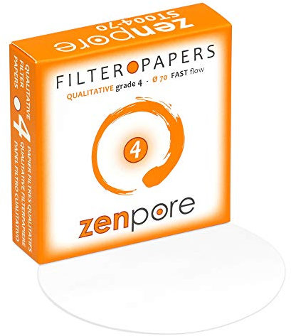 zenpore Carta Filtro Laboratorio 7 cm, Carta da Filtro Qualitativa Standard di Grado 4 - Flusso Rapido 70 mm (100 dischi)