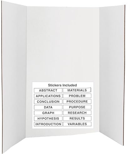 Tableau de présentation en carton ondulé blanc à trois volets, 71,1 x 101,6 cm, léger et portable avec surface lisse, idéal pour les projets scolaires et les présentations professionnelles Emraw