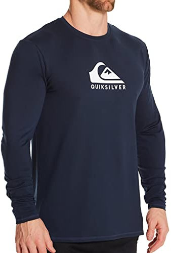 Quiksilver Men's Solid Streak Long Sleeve Rashguard UPF 50 Sun Protection Surf Shirt Rash Guard, Navy Blazer, XX-Large