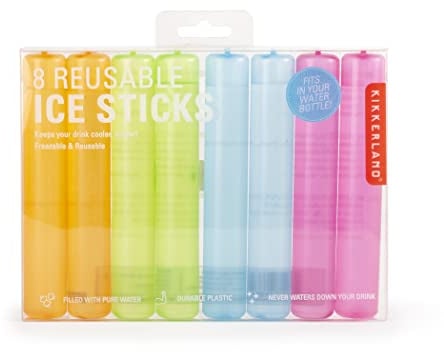 Kikkerland Wiederverwendbare Eiscreme-Sticks zum Kühlen von Getränken, 8 Stück, Kunststoff, Mehrfarbig, Único, 8