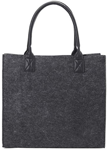 QUEENBAR Leikance Filz-Einkaufstasche, Damen-Schulteraufbewahrung, Handtasche, Shopper Tragetasche, Handtaschen, dunkelgrau, 42*42*15cm