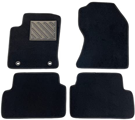 Fußmatten für Ford Focus I Baujahr 1998 bis 2004 (auch SW) Fix oval Passgenau, rutschfest, verstärkter Fersenpolster aus Gummi, Schwarz