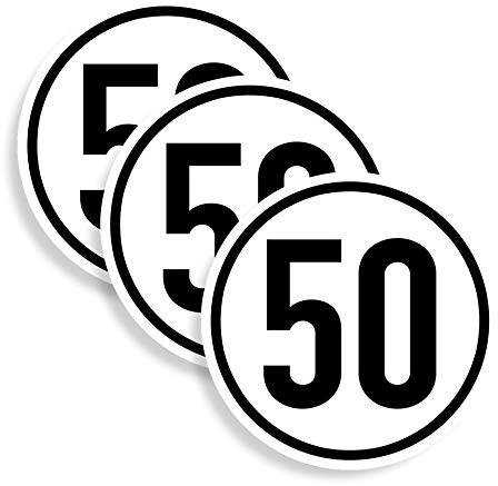 3 Stück - Aufkleber Geschwindigkeits-Schild 50 km/h Folie gemäß StVZO § 58 | Ø5-30cm Made in Germany, Größe: Ø20 cm