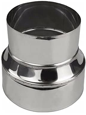 Revestimiento de chimenea - Conducto reductor de metal - Tubo de acero inoxidable - Conector, adaptador. (d - 100 mm/x - 150 mm)