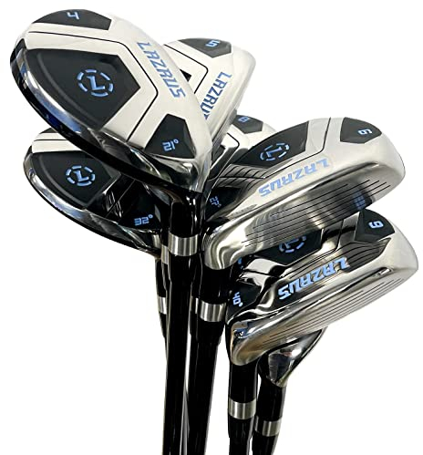 LAZRUS GOLF Premium Hybrid Golf Clubs for Men - 2,3,4,5,6,7,8,9,PW Right Hand & Left Hand Single Club, Regular Flex (RH Silver Set 4-PW, 7pcs)