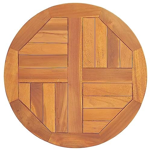 vidaXL Teak Massiv Tischplatte Massivholzplatte Holzplatte Ersatztischplatte Holz Platte für Esstisch Esszimmertisch Rund 2,5cm 50cm