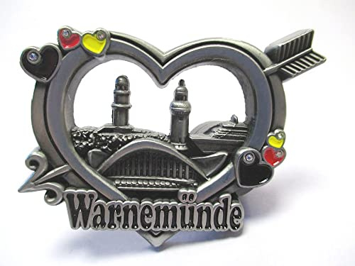 Warnemünde Herz Metall Magnet Ostsee Strand Souvenir Germany Neu