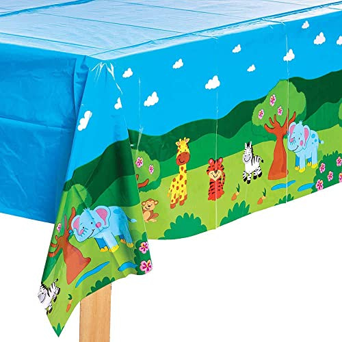 Baker Ross FX104 Abwischbare Dschungel Tier Tischdecke - 1 Stück, Partytischdecke für den Kindergeburtstag