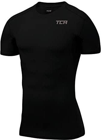 TCA Men's HyperFusion Compression Base Layer Top Short Sleeve Under Shirt - Black, S