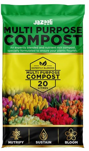 Jazooli 20L Multipurpose Compost Soil Bag - All Purpose Nutrient Rich Compost Mix for Potting, Seeds, Seedling, Outdoor Plant & Indoor Houseplant, Garden Growing - Eco-Friendly