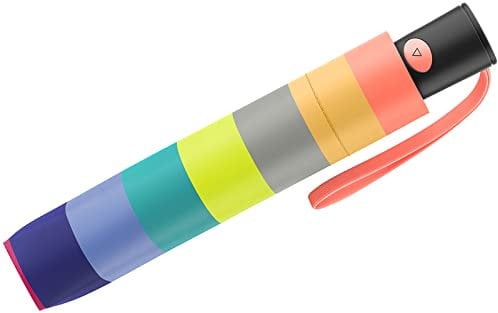 Benetton Taschenschirm Mini Automatik Multistripe - Fresh Salmon