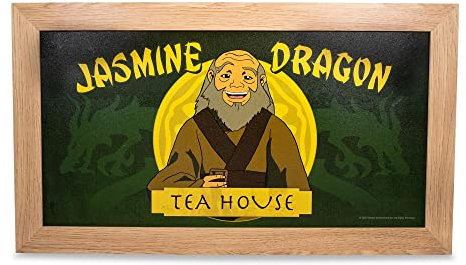Silver Buffalo Avatar: The Last Airbender Onkel Iroh's Jasmin Dragon Tea House Hängeschild Gelmantel gerahmter Wandkunstdruck