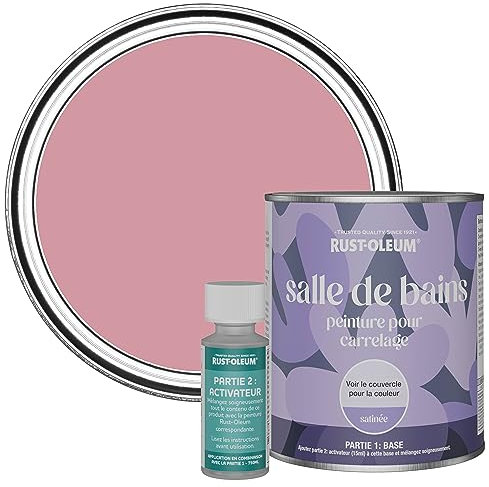 Rust-Oleum Pink Water-Resistant Bathroom Tile Paint in Satin Finish - Dusky Pink 750ml