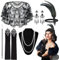 8 Stück 1920er Jahre Kostüm Damen Set, Faschingskostüme Damen Gatsby 20er Jahre Accessoires Zeitreise Kostüm Damen Zubehör Retro Inklusive Stirnband Halskette Handschuhe Ohrringe Handheld-Requisiten