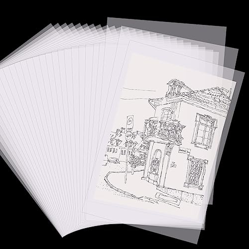 Transparentpapier A4 Bedruckbar 100g/qm, 50 Blatt Weiß Pauspapier Transparent Architektenpapier DIN A4 Tracing Paper Durchsichtiges Papier Bastelpapier für Architekten zum Bedrucken Zeichnen