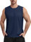 TACVASEN Débardeur sans Manches pour Course pour Hommes Vestes D'été pour La Musculation Et La Fitness Tops pour L'entraînement sans Manches Protection UV Marine,3XL