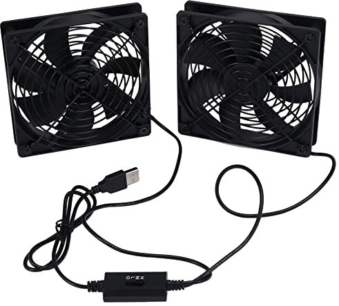 Hopbucan Dual 120mm 5V USB Powered PC Router Fans with Speed Controller High Cooling Fan for Router Modem Receiver