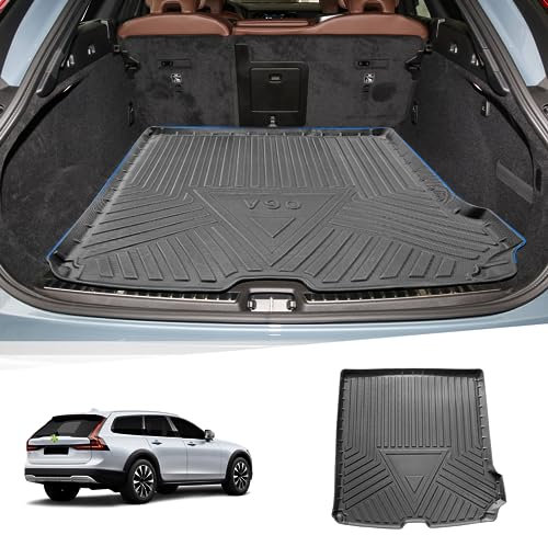 Ruiya Compatible con Volvo V90 2017-2023 2024 Alfombra Protectora de Maletero, Bandeja para Maletero TPE Esteras del Maletero del Coche Antideslizante Accesorios Volvo V90