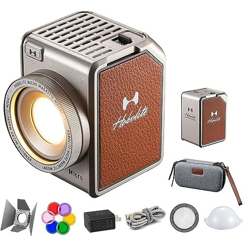 Kit de création de lumière vidéo micro LED avec écran LCD, contrôle par application, grange, 6 gels de couleur, CRI/TLCI 96+, éclairage portable 2700-6500 K pour photographie, tournage, diffusion en