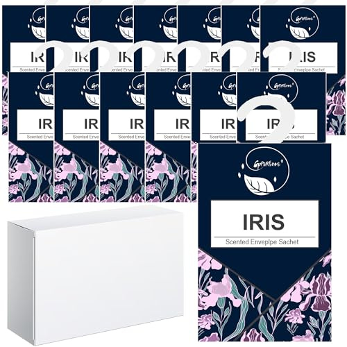 14pcs Profumatori Armadio e Cassetti, Profuma Armadio Vestiti, Profumatore Auto, Profumo Aromi Sacchetti Lavanda Profumati per Armadio Cassetti Armadietti, Scarpiera Deodorante Armadio (Iris)