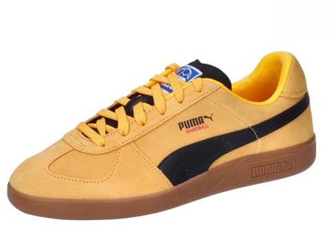 PUMA Unisex Handball Indoor Court Shoe, Sun Stream Black-Caramel Latte, 39 EU