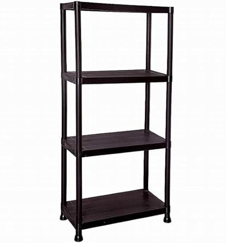 Zanbeel 4 Tier Heavy Duty Black Plastic Garage Storage Shelving 60cm Wide Shelves Shed Shelf Unit Home Office Pantry Workshop Racking (60 x 30 x 130cm)