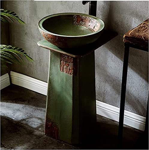 Waschtischunterschrank mit Waschbecken, Badezimmerwaschbecken mit komplettem Sockel, Waschbecken mit Sockel, handgefertigtes Keramik-Sockelwaschbecken, Badezimmermöbel, 44 x 40 x 8